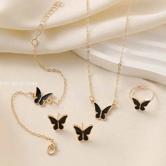 Butterfly Glazed Bracelet, Necklace and ring