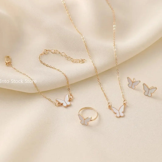 Butterfly Glazed Bracelet, Necklace and ring